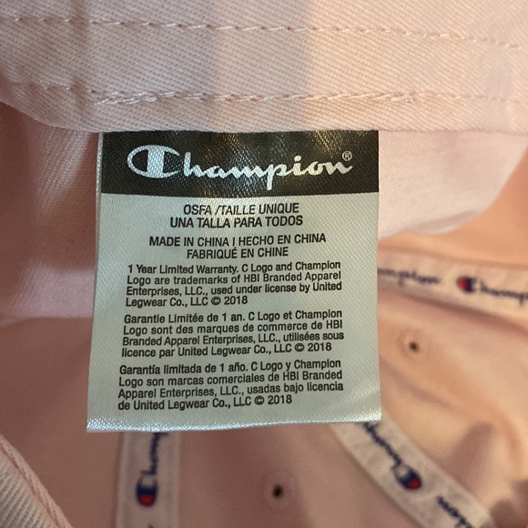 Champion Logo Spell out Baseball Hat Strap Back Adjustable Pink Color - Picture 7 of 12